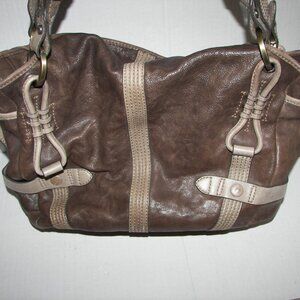 Theory women's distressed brown leather satchel handbag bohemian